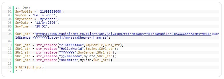 API SMS - Code PHP